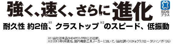 耐久性約2倍、クラストップのスピード、低振動 耐久性約2倍、クラストップのスピード、低振動